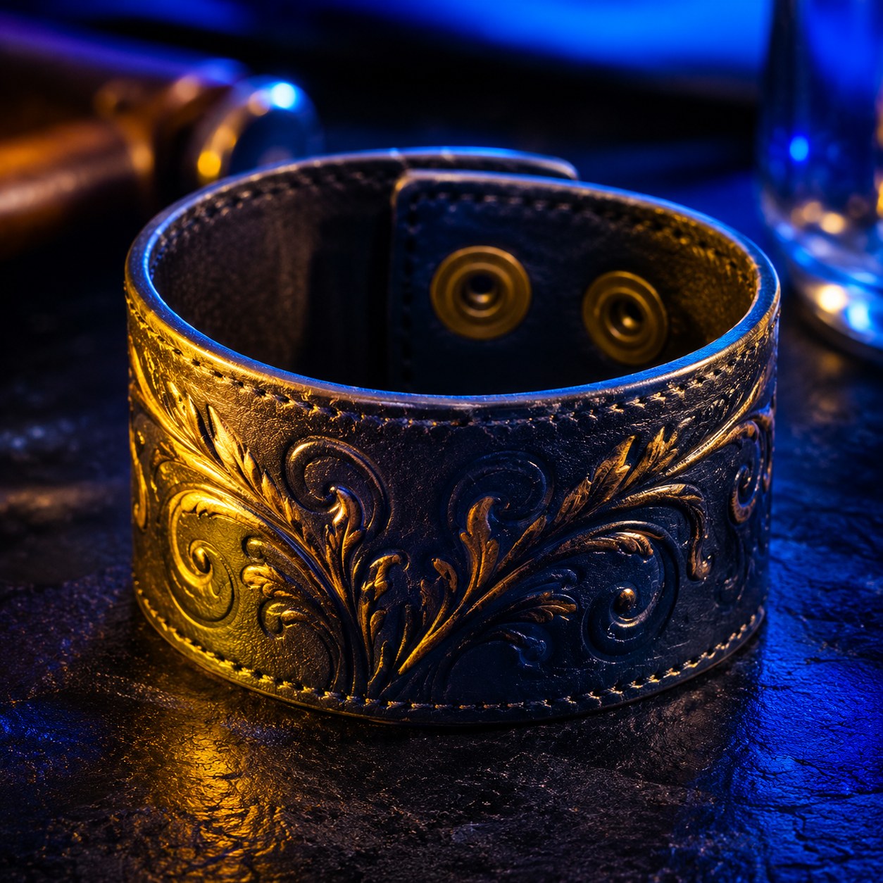Handcrafted Leather Cuff Bracelet — Artisan Unisex Wristband | Looky Looky