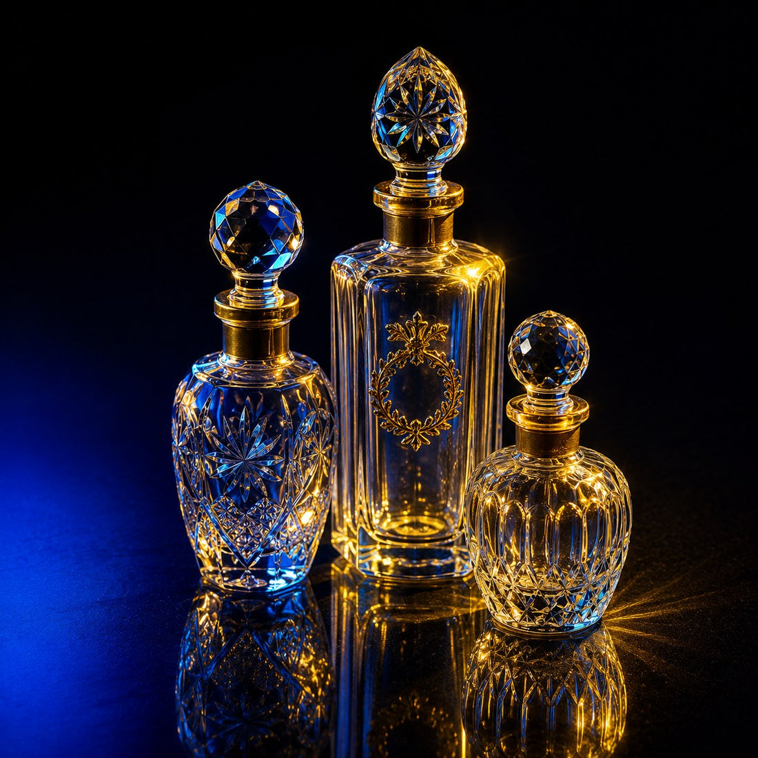Antique Glass Perfume Bottle Set — Vintage Vanity Collectibles | Looky Looky