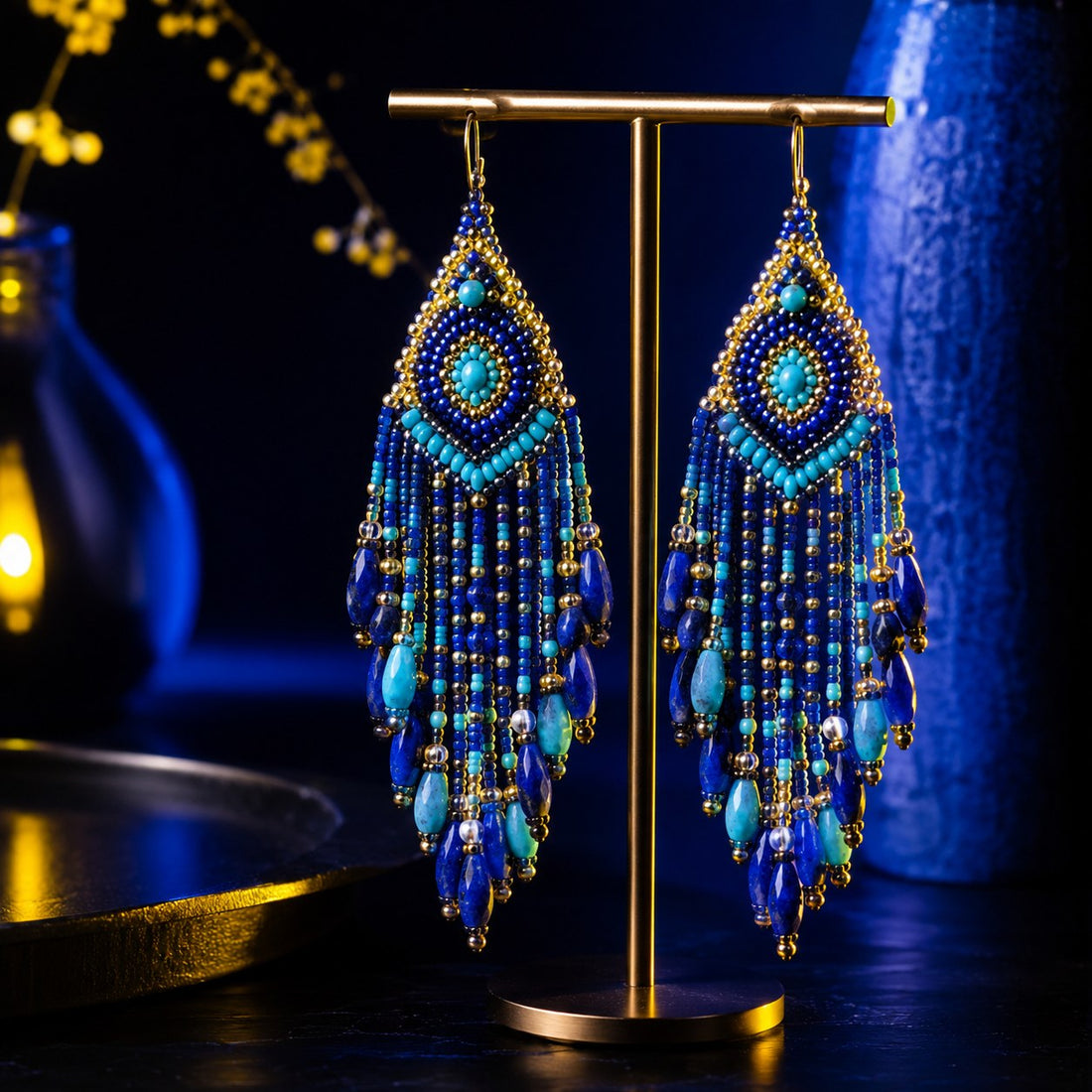 Beaded Chandelier Earrings — Handmade Boho Statement Earrings | Looky Looky